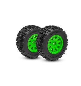 Traxxas TRA10771-GRN T&W GRN WHL SLEDGEHMMR TIRES