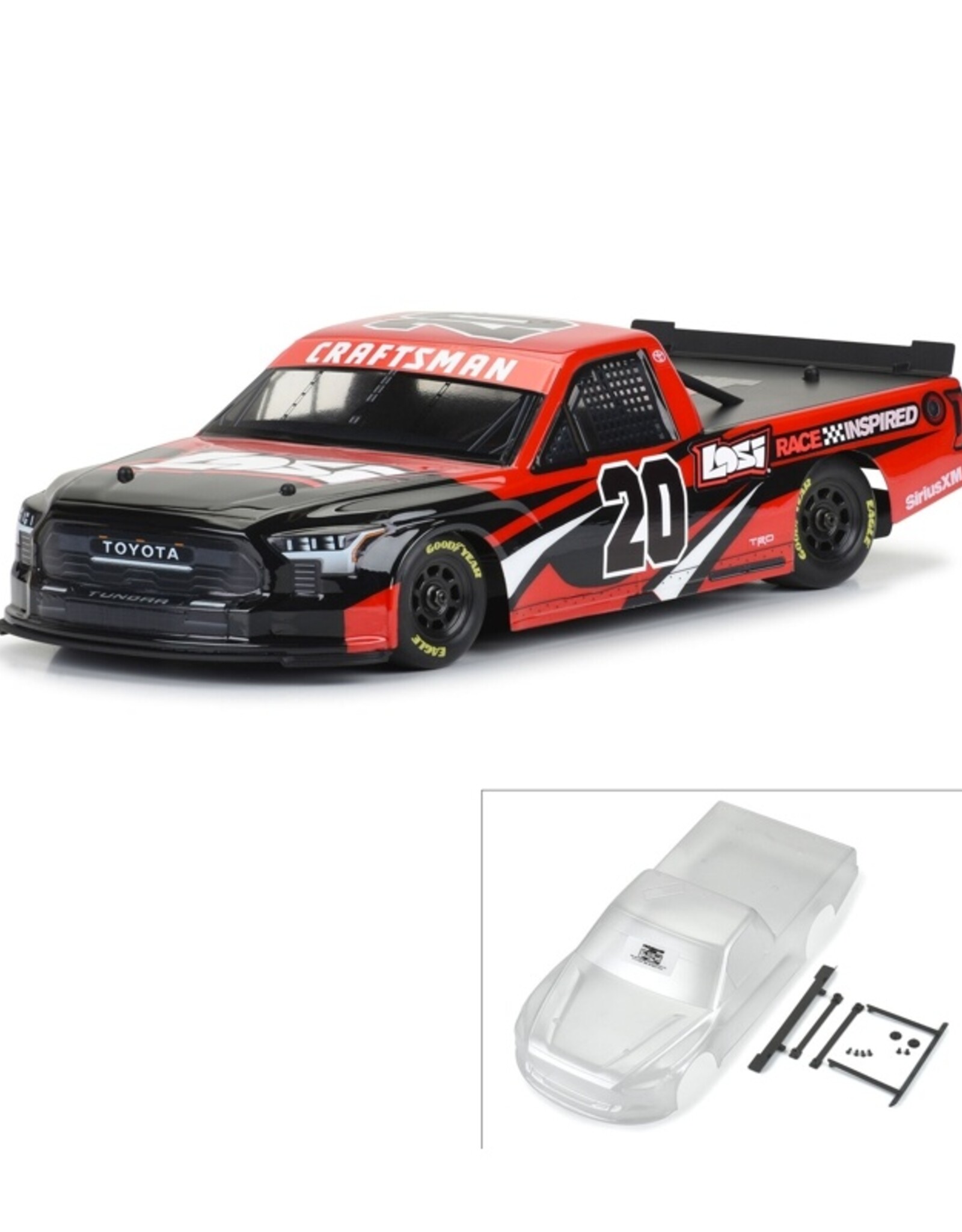 Proline PRO365500 Pre-Cut 2024 Toyota Tundra NASCAR Truck Series Clear Body for Losi NASCAR Racecar