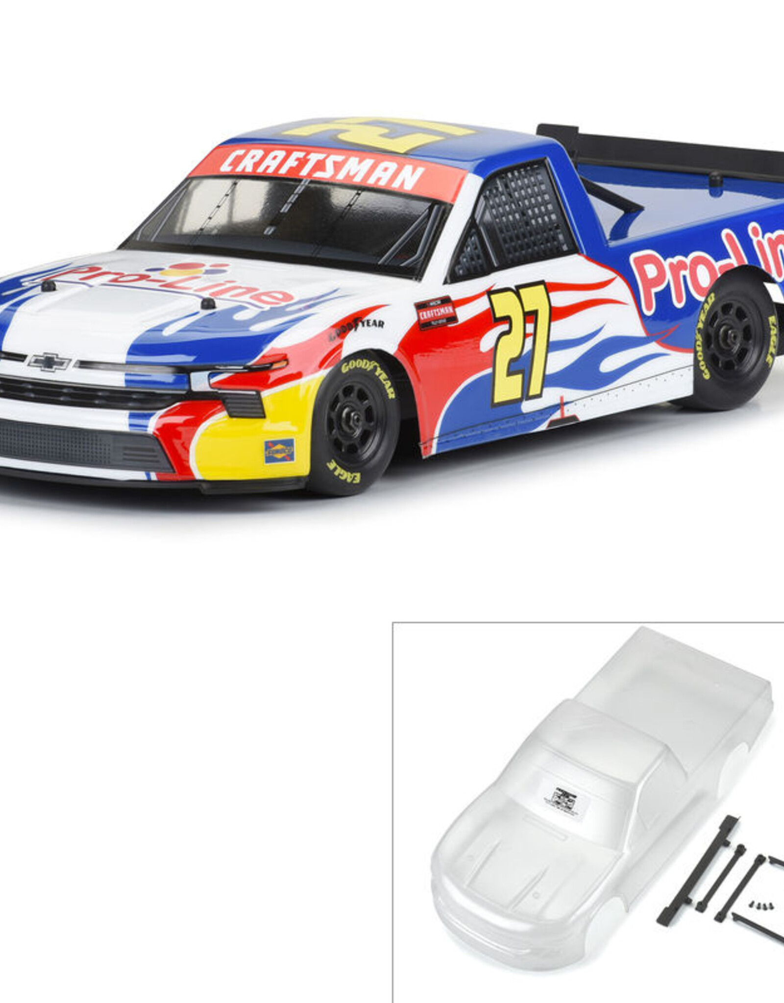 Proline PRO365300 1/12 Pre-Cut 2024 Chevy Silverado Truck Clear Body: Losi NASCAR