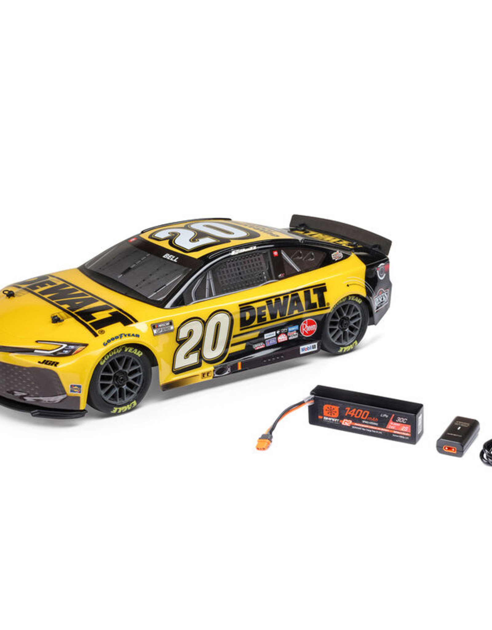 Losi LOS1122520 1/12 NASCAR RC Racecar Christopher Bell No. 20 DeWalt 2025 Toyota Camry 2S AWD RTR Brushed On-Road (Battery & Charger Included)
