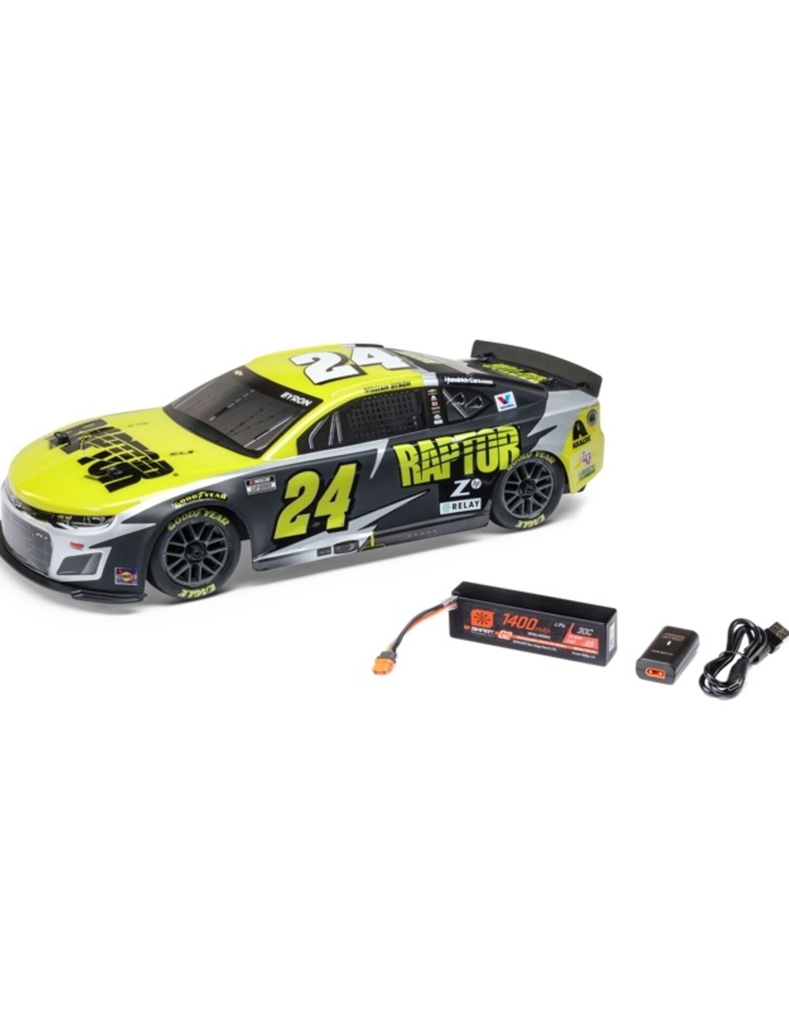 Losi LOS1122524 1/12 NASCAR RC Racecar William Byron No. 24 Raptor 2025 Chevrolet Camaro ZL1 2S AWD RTR Brushed On-Road (Battery & Charger Included)