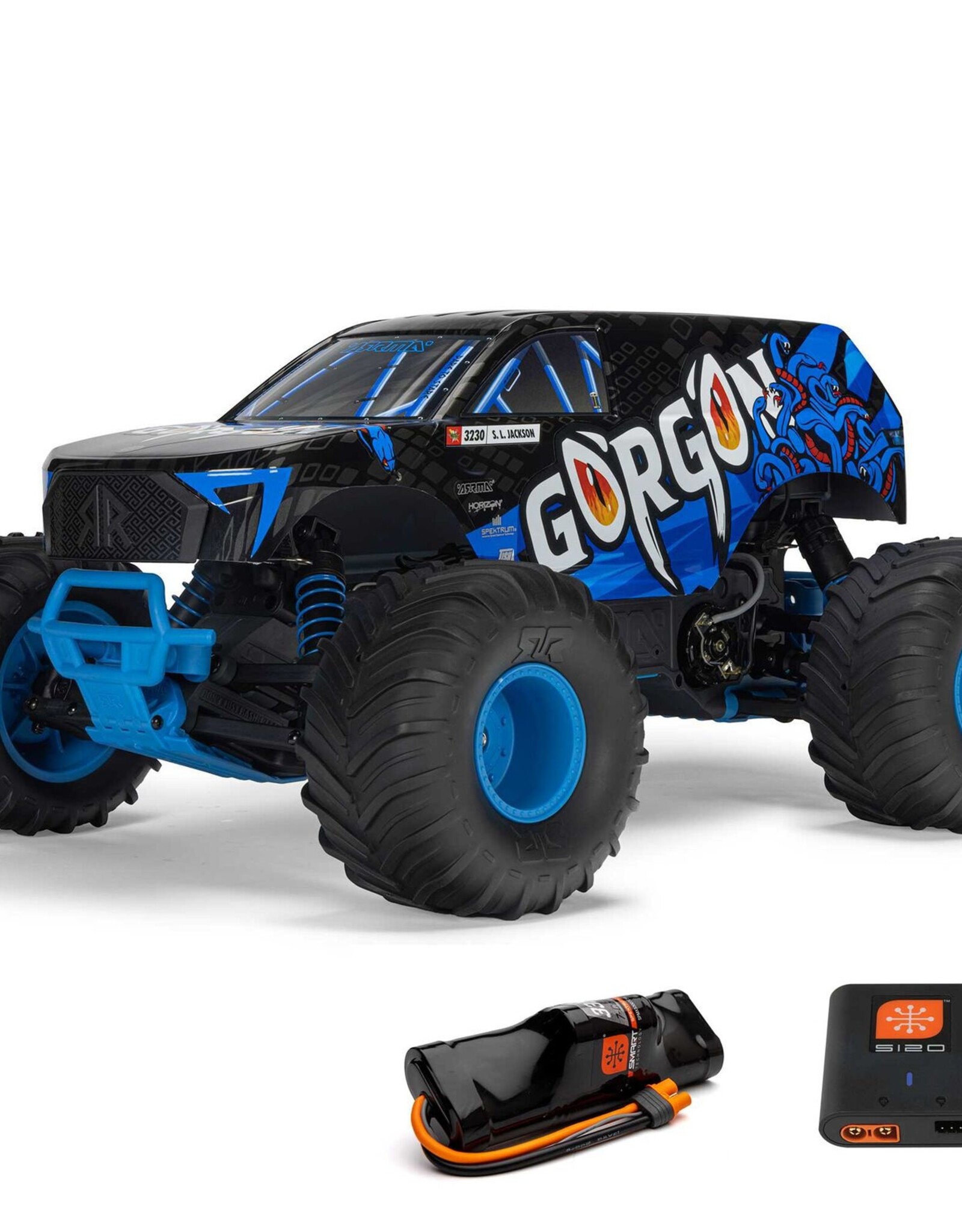 Arrma ARA3230ST5 1/10 GORGON 2WD RTR Brushed Monster Truck (Battery & Charger Included), Blue