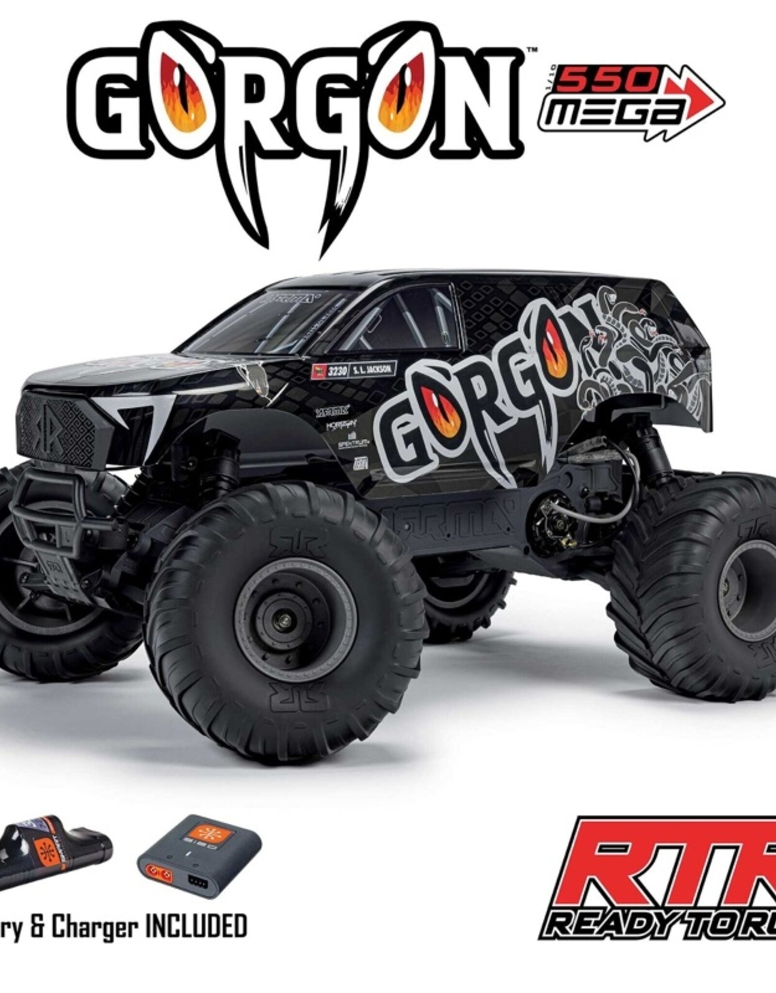 Arrma ARA3230ST3 1/10 GORGON 2WD RTR Brushed Monster Truck, Gun Metal