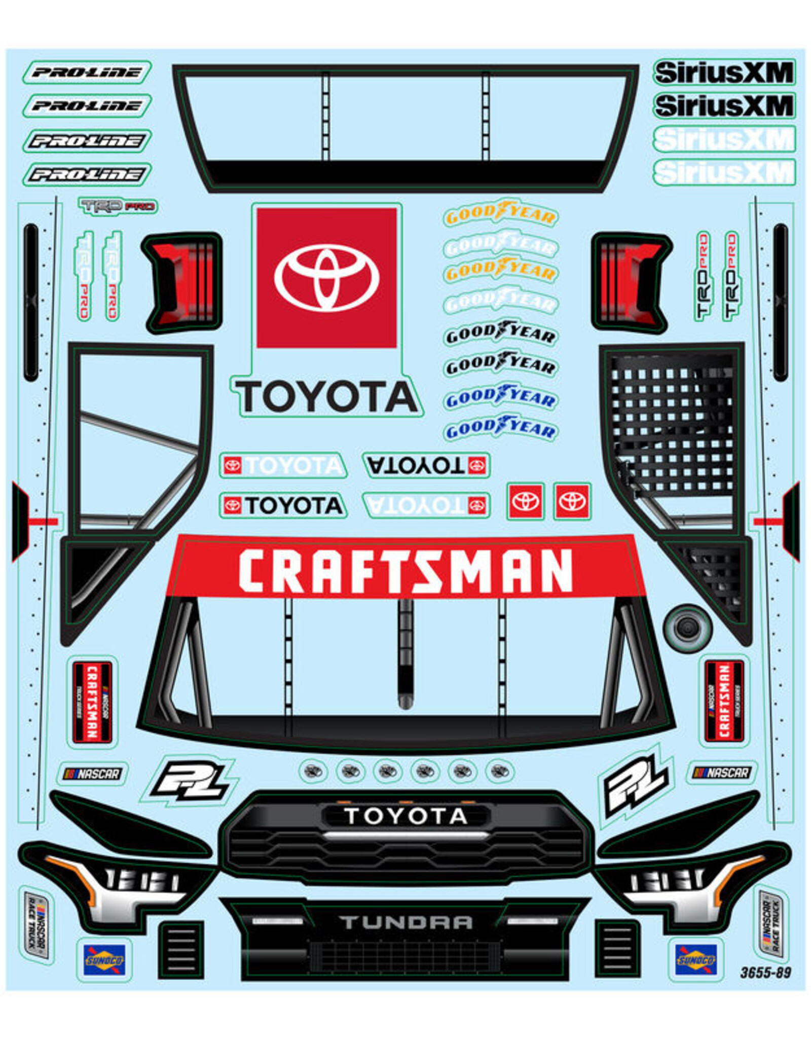Proline PRO365500 Pre-Cut Toyota Tundra NASCAR Truck Series Clear Body for Losi NASCAR Racecar