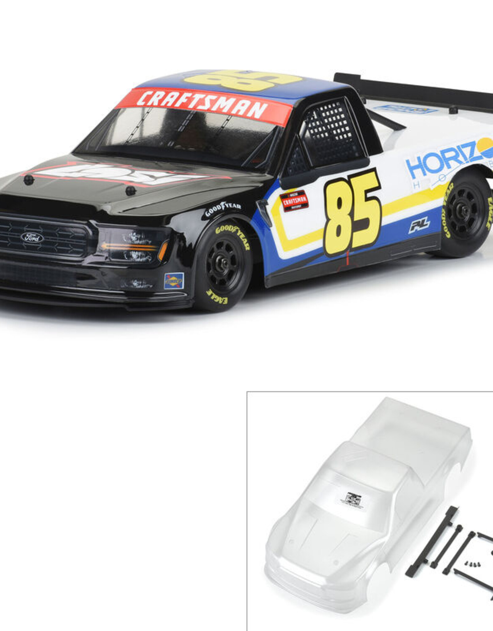 Proline PRO365400 Pre-Cut 2024 Ford F-150 NASCAR Truck Series Clear Body for Losi NASCAR Racecar