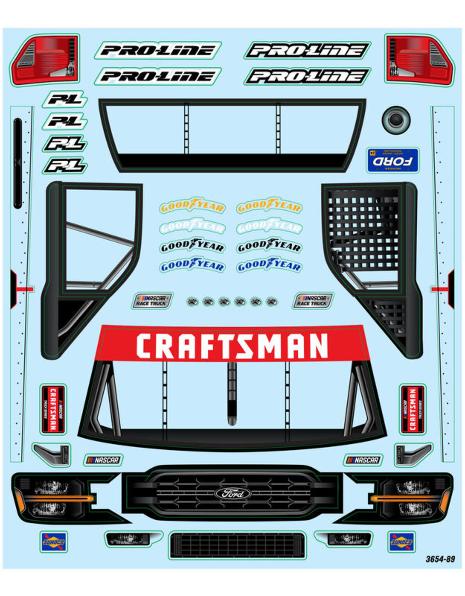 Proline PRO365400 Pre-Cut 2024 Ford F-150 NASCAR Truck Series Clear Body for Losi NASCAR Racecar