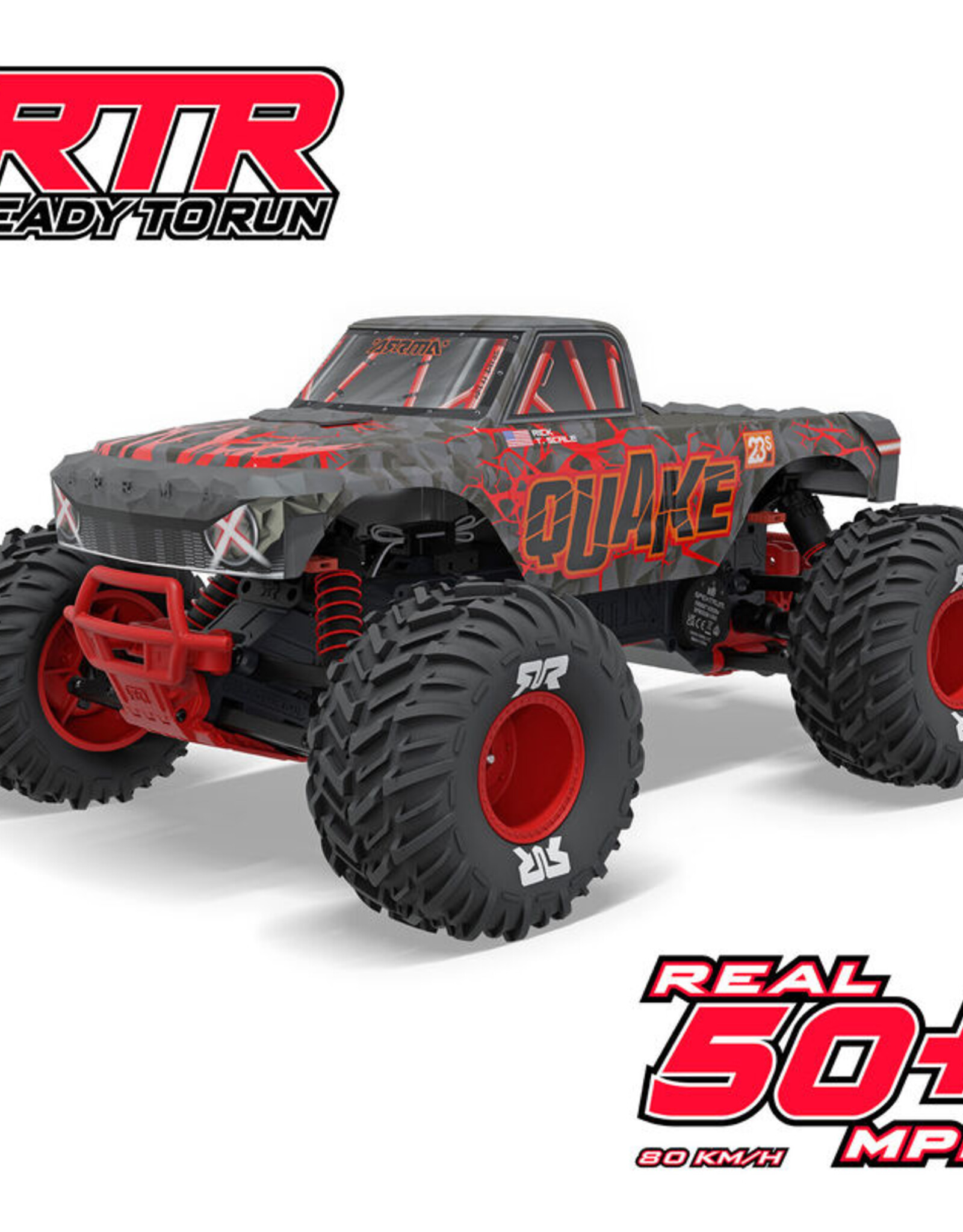Arrma ARA3537T1 1/10 QUAKE 223S DSC 2WD RTR Brushless Monster Truck, Red