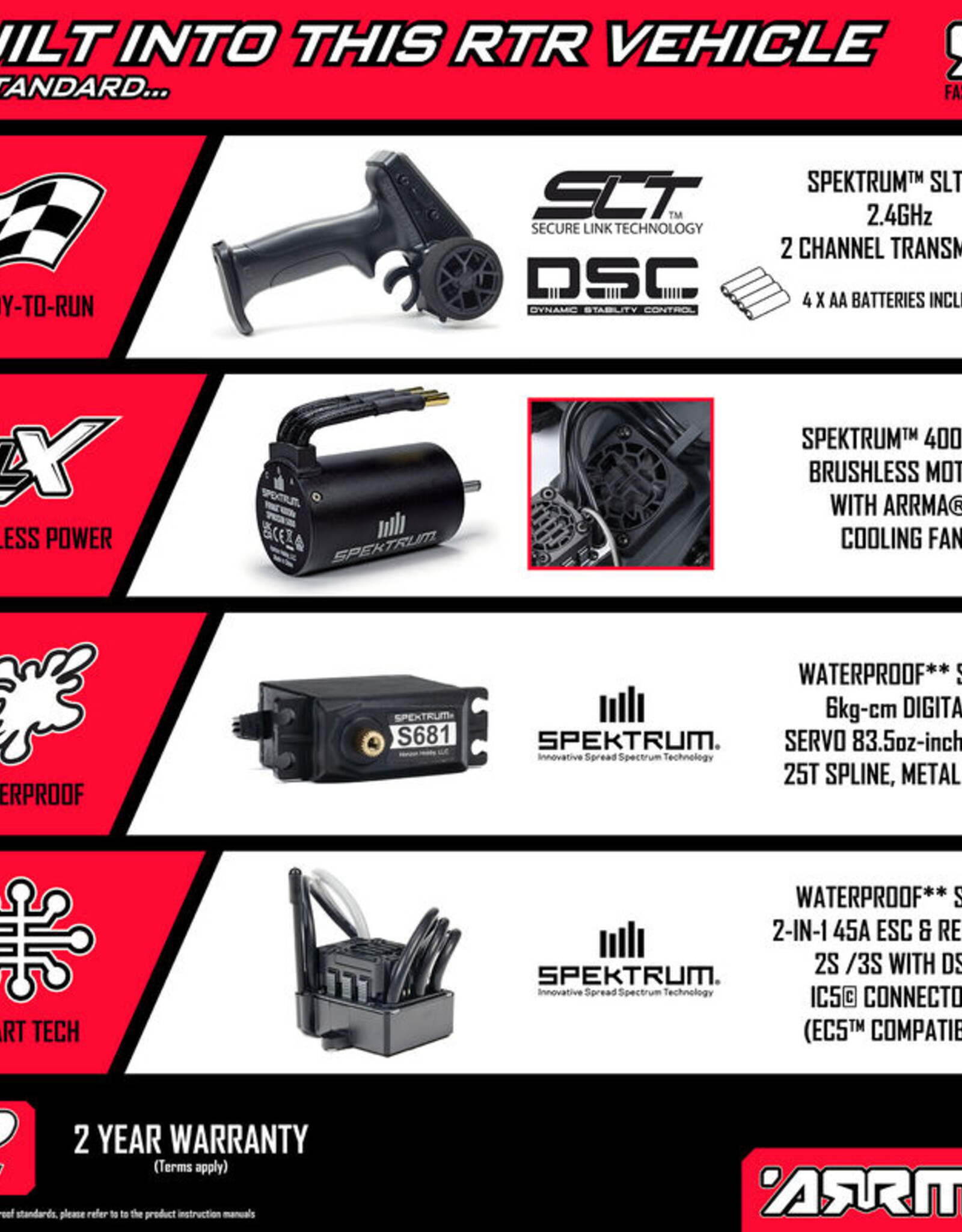 Arrma ARA3537T3 1/10 QUAKE 223S DSC 2WD RTR Brushless Monster Truck, Purple