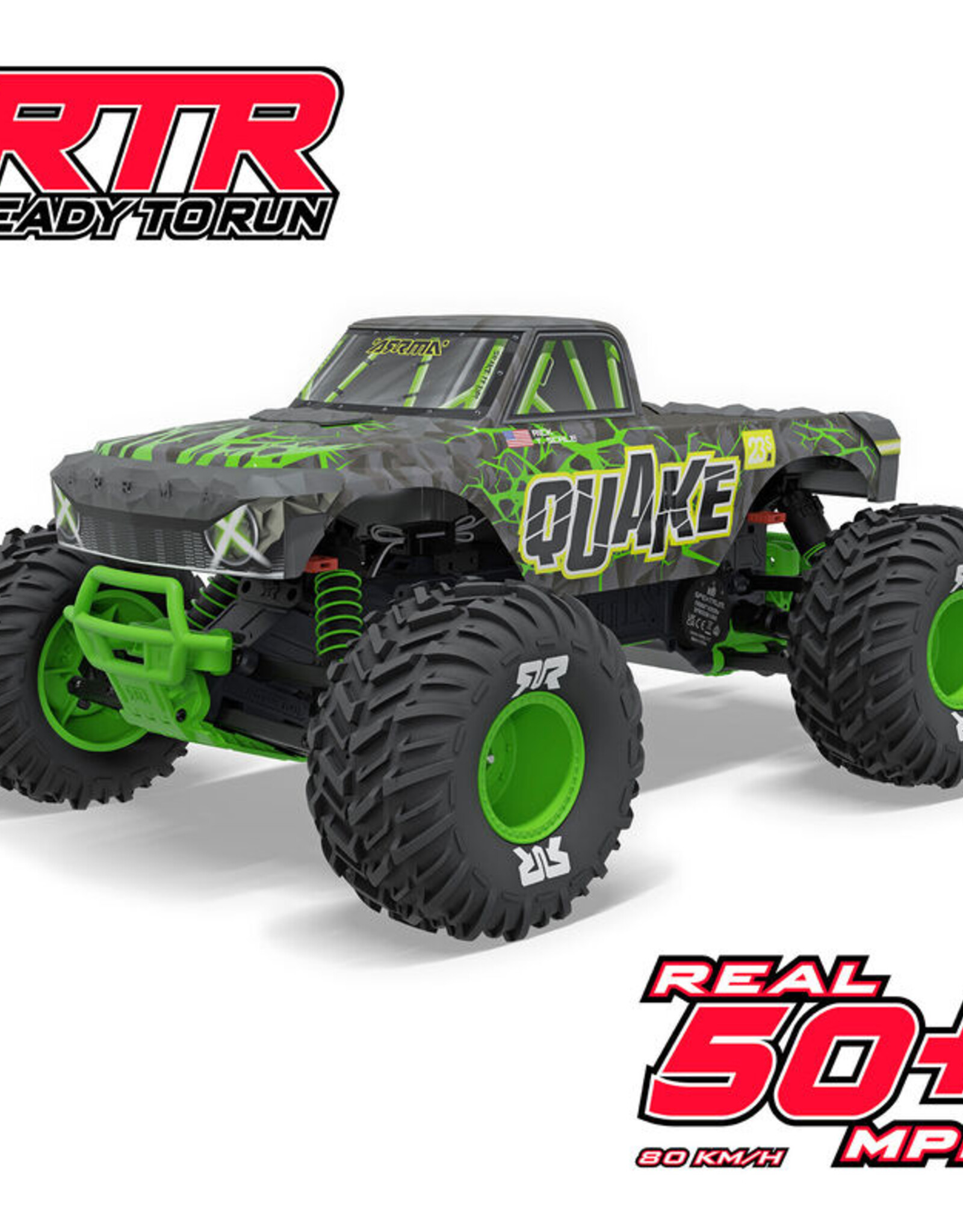 Arrma ARA3537T2 1/10 QUAKE 223S DSC 2WD RTR Brushless Monster Truck, Green