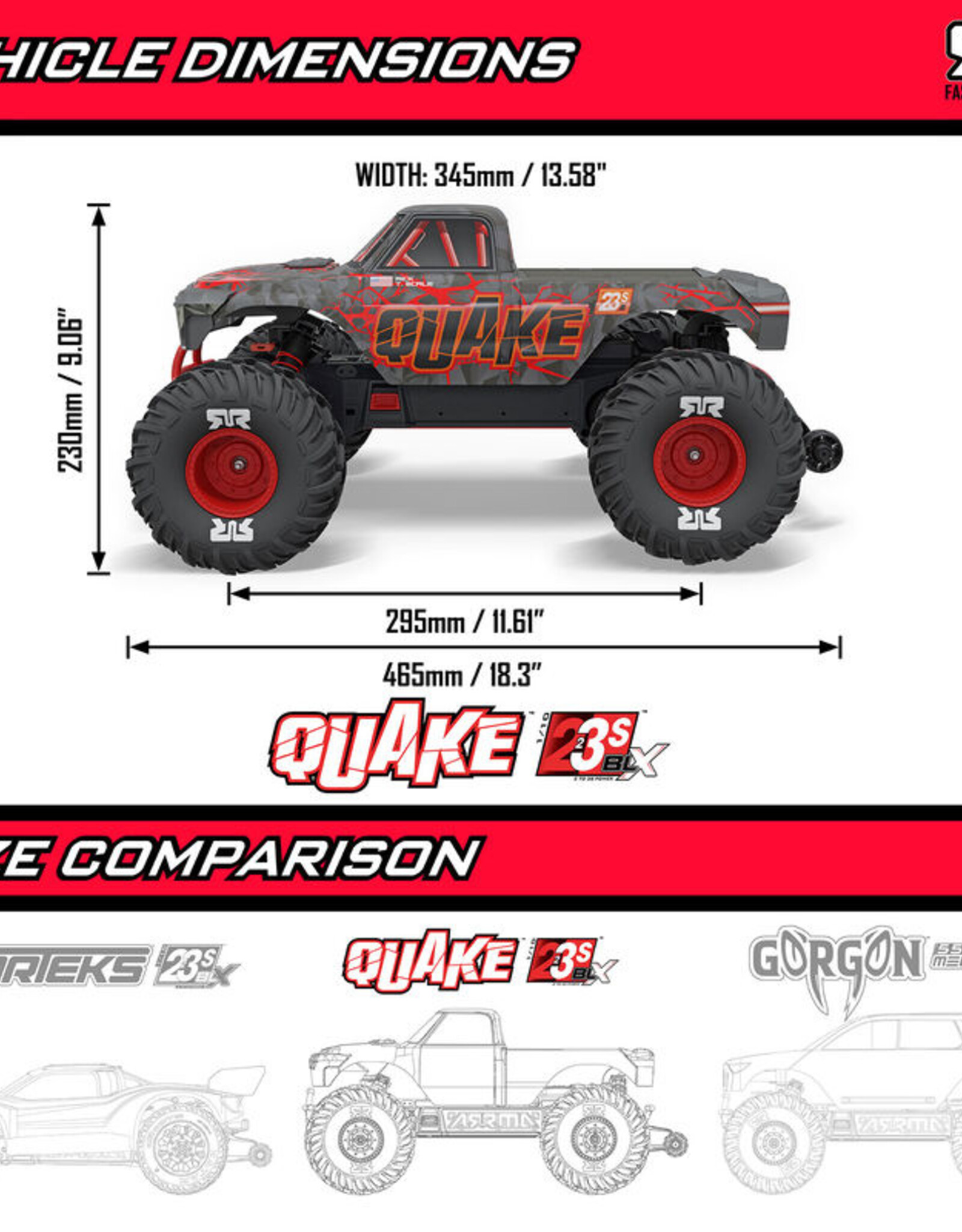 Arrma ARA3537T2 1/10 QUAKE 223S DSC 2WD RTR Brushless Monster Truck, Green