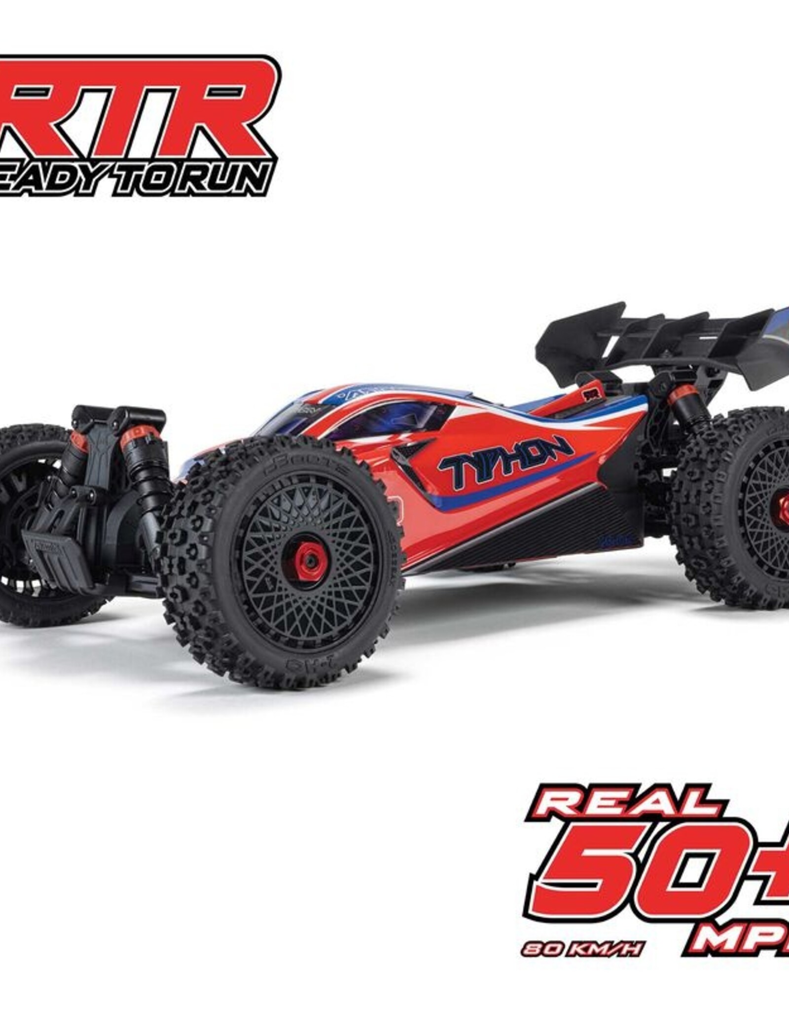 Arrma ARA4306V4T3 1/8 TYPHON 223S DSC 4X4 RTR Brushless Buggy, Red