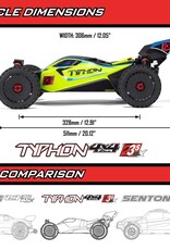 Arrma ARA4306V4T3 1/8 TYPHON 223S DSC 4X4 RTR Brushless Buggy, Red