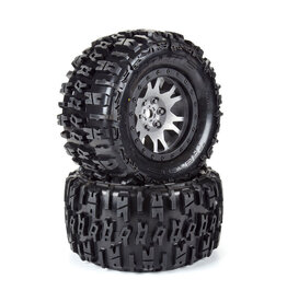 Proline Racing PRO1015114 Limited Edition Trencher Pro-Loc F/R Mounted 24mm Gray/Black Impulse (2): X-MAXX