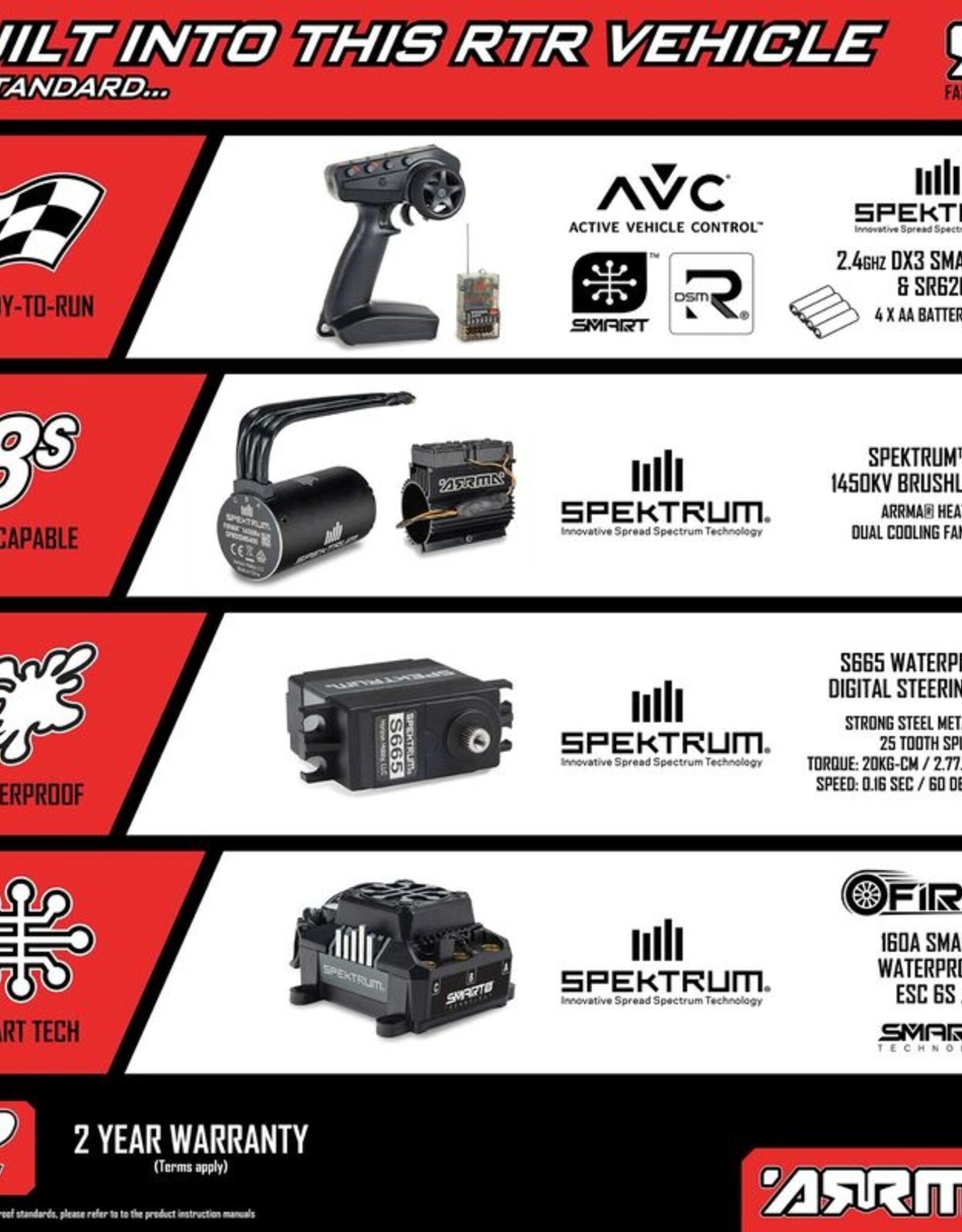 Arrma ARA7816T1 1/7 LIMITLESS 120 8S BLX SPEED MACHINE RTR w AVC, Red/Black