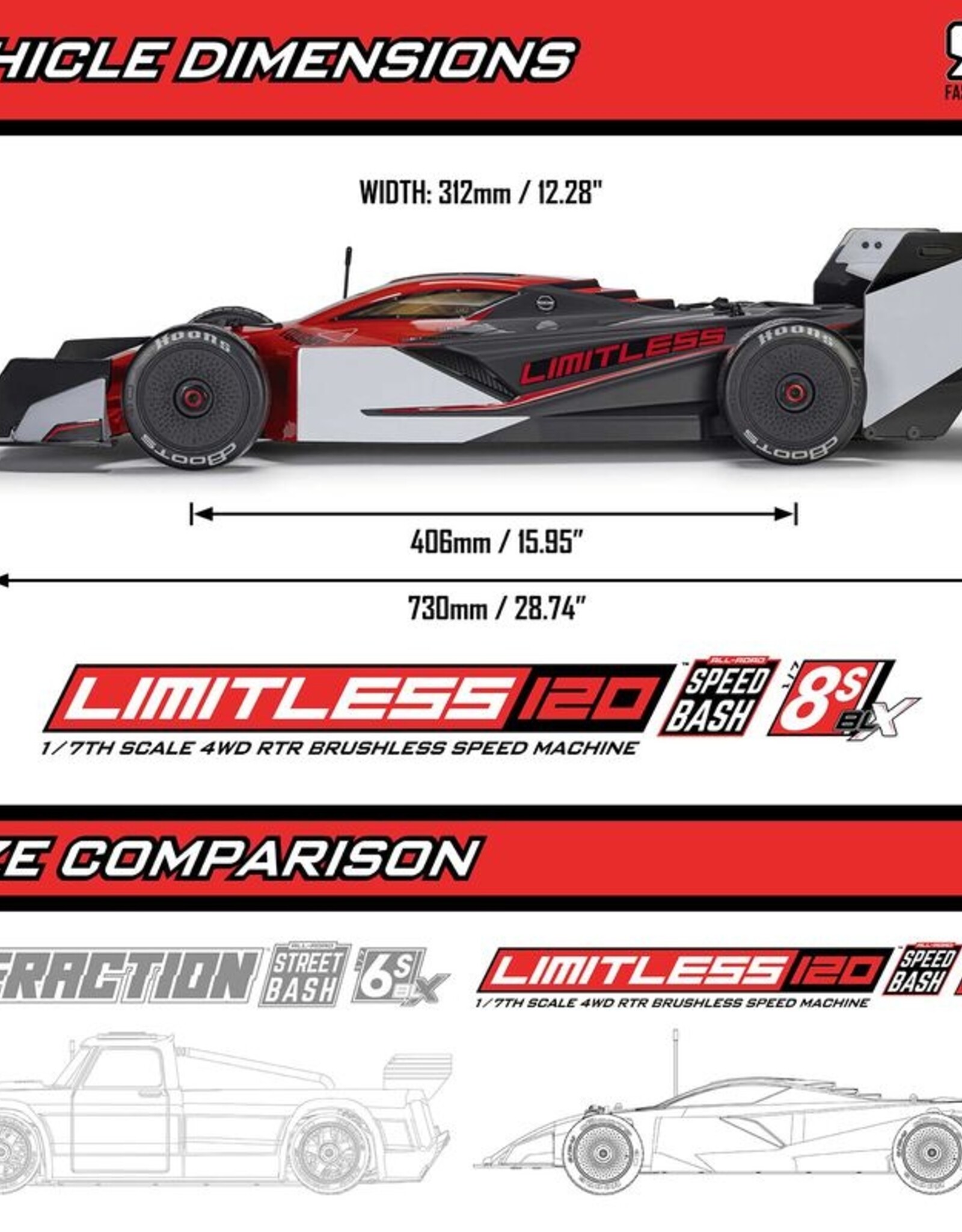 Arrma ARA7816T2  1/7 LIMITLESS 8S AVC 4X4 RTR Brushless Street Speed, White/Blue