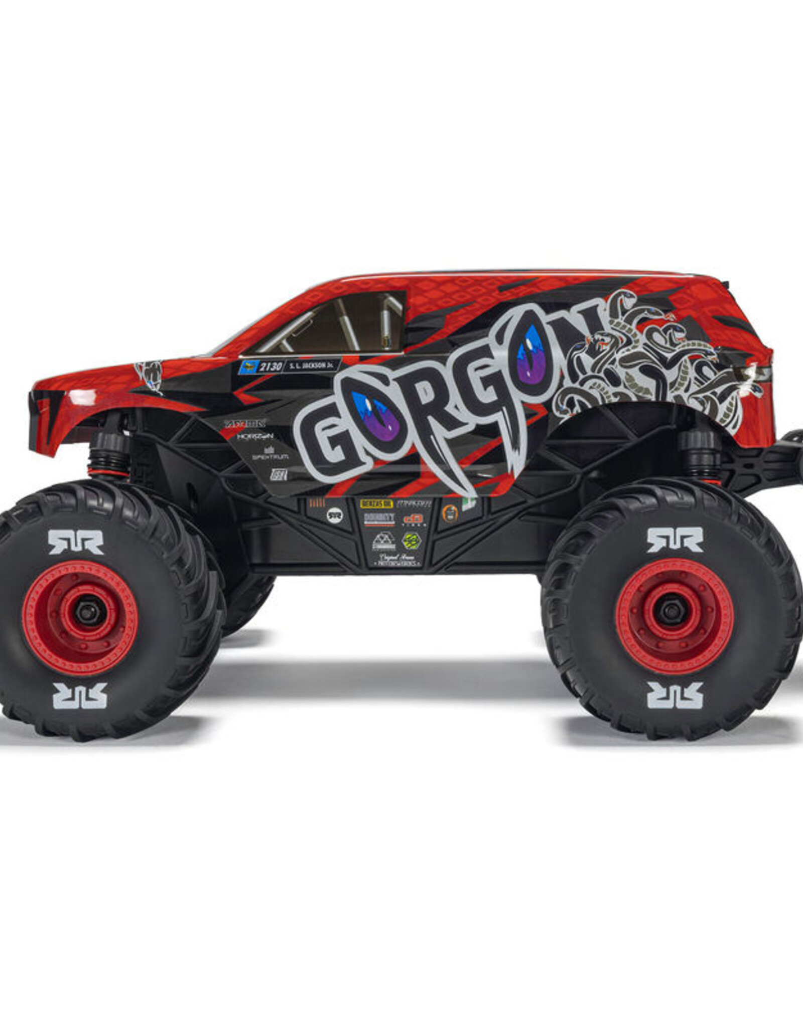 Arrma  ARA2130T2 1/16 GORGON GROM 4X4 RTR Brushed Monster Truck (Battery & Charger Included), Red