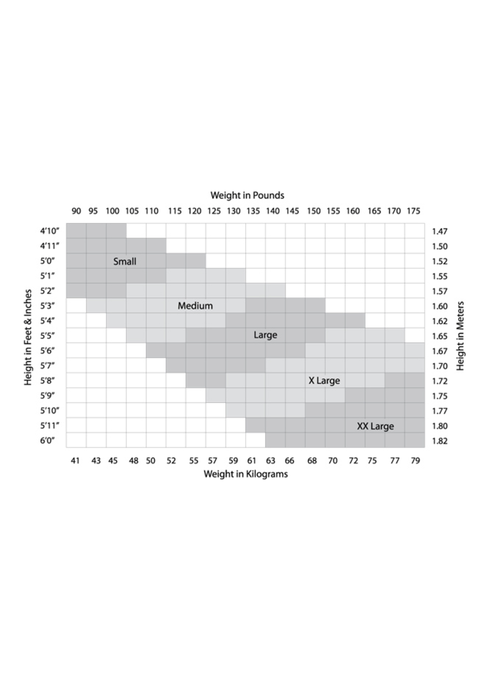 Capezio Hosiery Size Charts