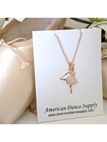 AMERICAN DANCE SUPPLY TEXTURED BEJEWELED BALLERINA EN ARABESQUE NECKLACE