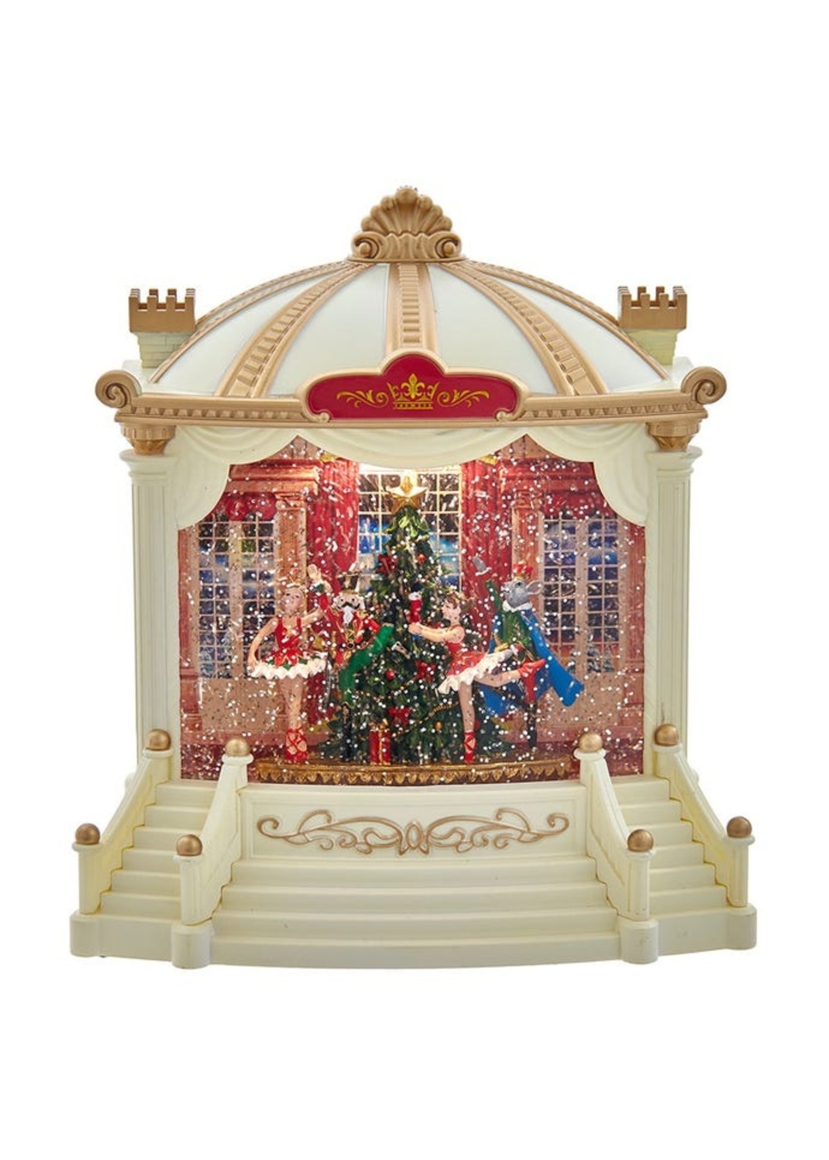 KURT S. ADLER JEL0172 9.3" LIGHTED NUTCRACKER STAGE SCENE SPINNING GLITTER WATER GLOBE (non musical)