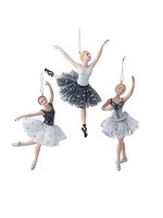 KURT S. ADLER E0544 BLK/SILV/WHT GATSBY 6" BALLERINA ORNAMENT