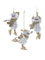 KURT S. ADLER E0702 GOLD GLITTER ICE SKATING SNOWMAN ORNAMENT