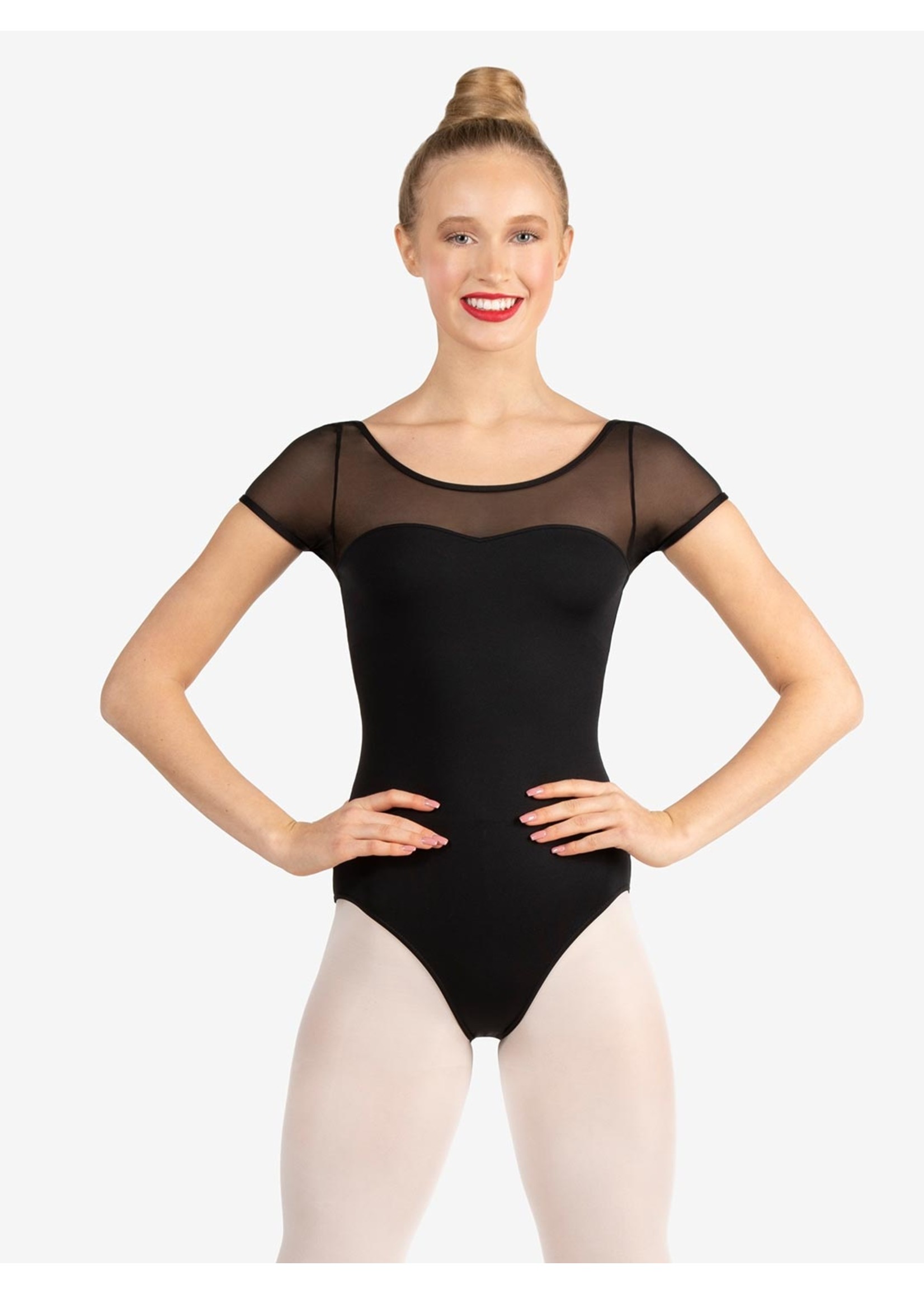 CAPEZIO & BUNHEADS ASE1039W STUDIO COLLECTION SWEETHEART MESH CAP SLEEVE LEOTARD