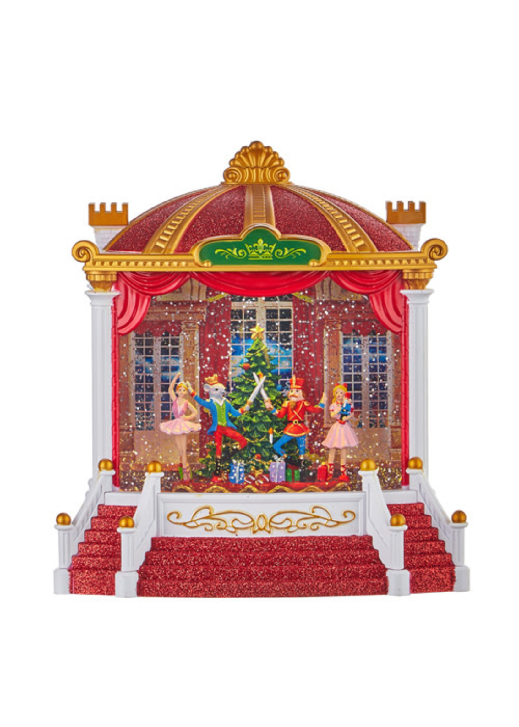KURT S. ADLER JEL0172 9.3" LIGHTED NUTCRACKER STAGE SCENE SPINNING GLITTER WATER GLOBE (non musical)