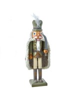 KURT S. ADLER F2156  BURLAP & PLAID SAGE GREEN 15" NUTCRACKER