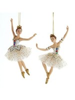 KURT S. ADLER E0691 ELEGANT WHITE & GOLD BEJEWELED BALLERINA 6.75" ORNAMENT