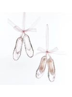 KURT S. ADLER T2105 CLEAR/PINK ACRYLIC POINTE SHOE PAIR 4" ORNAMENT