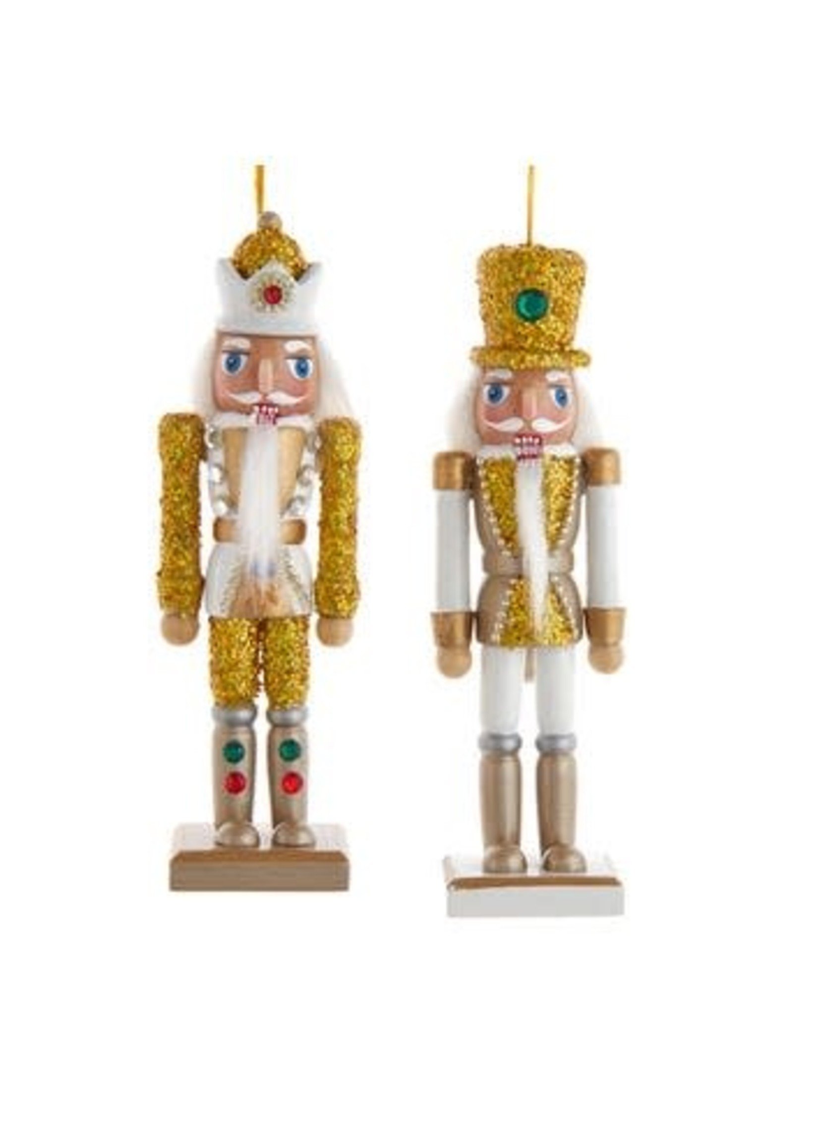 KURT S. ADLER F2181 GLITTER GOLDEN BEJEWELED NUTCRACKER ORNAMENT