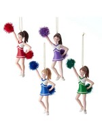 KURT S. ADLER E0459 CHEERLEADER POM POM GRN/BLUE/RED/PUR ORNAMENT