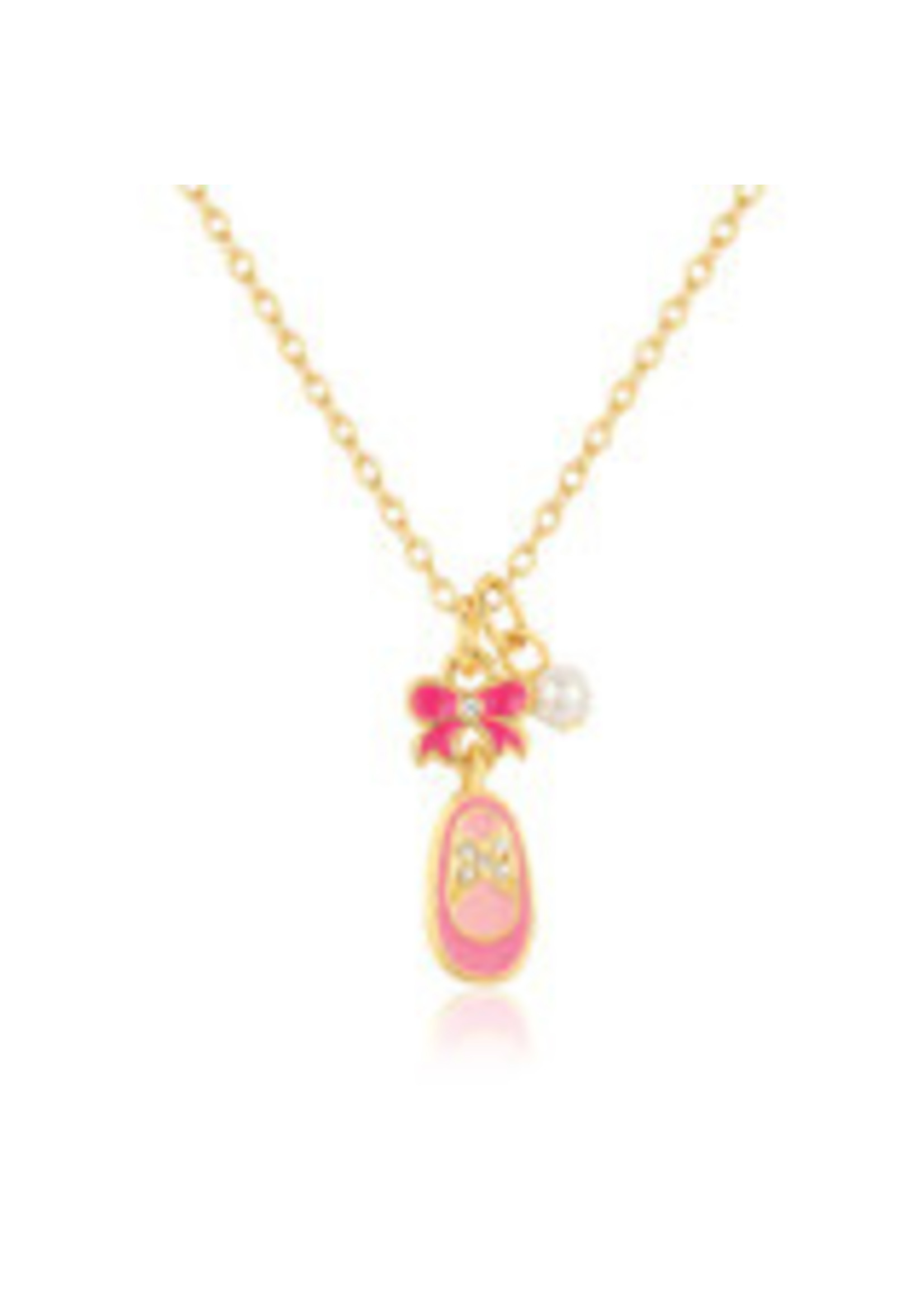 GIRL NATION J6641N DARLING SWEET PETITE BALLET SHOE NECKLACE WITH PEARL