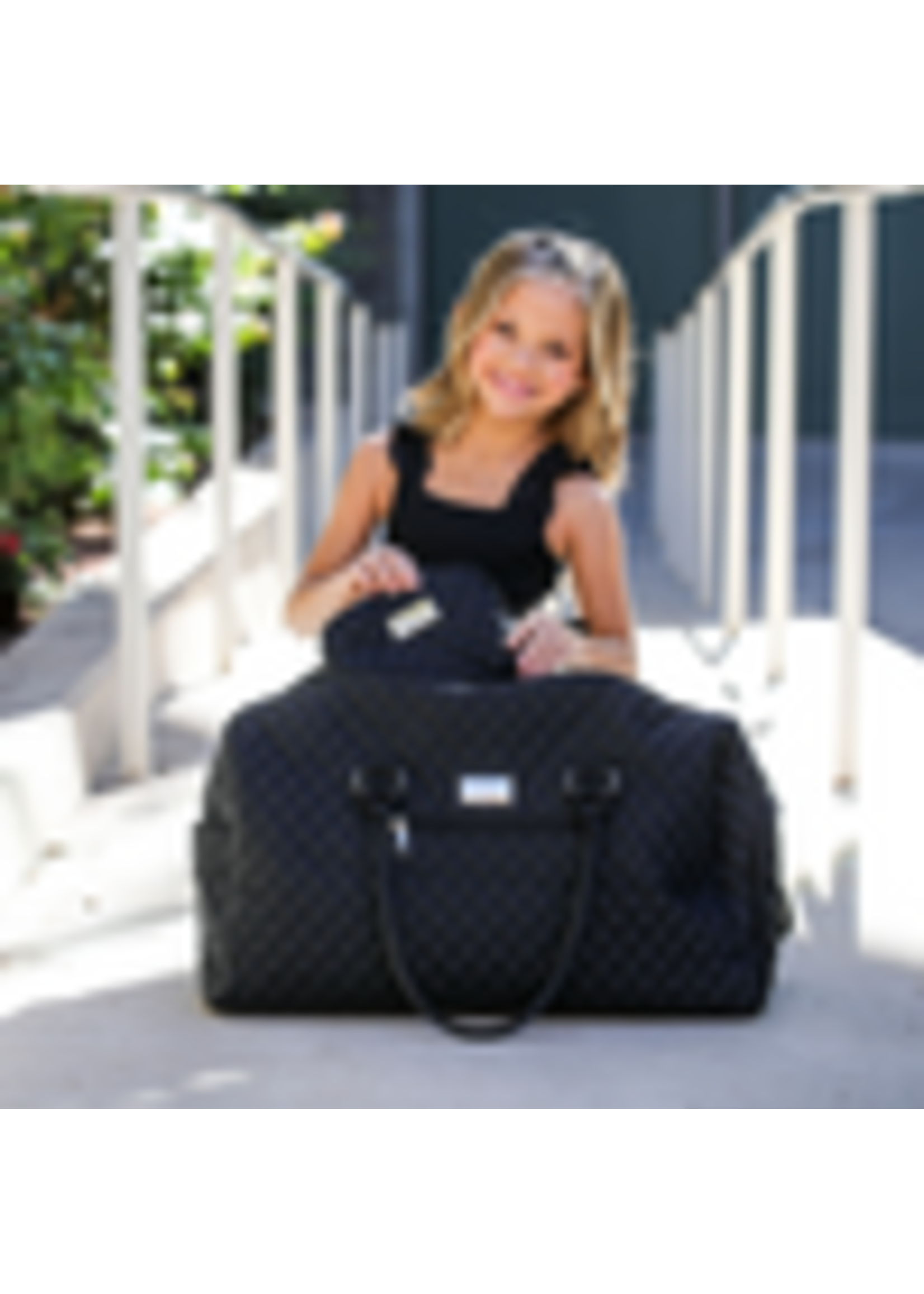 OH LA LA OLL301 ON THE GO QUILTED DUFFEL TRAVEL BAG WITH MAKE UP BAG