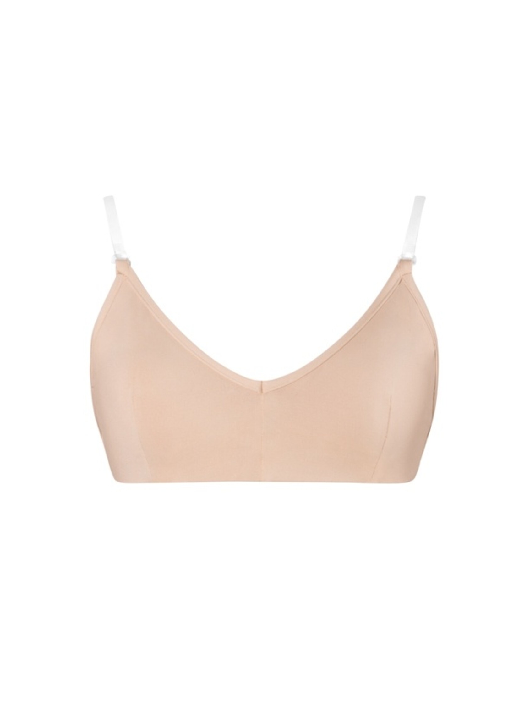 ENERGETIKS AB29 ALDULT SKIN TONE BRA WITH REMOVABLE CUPS, CLEAR BACK & STRAPS