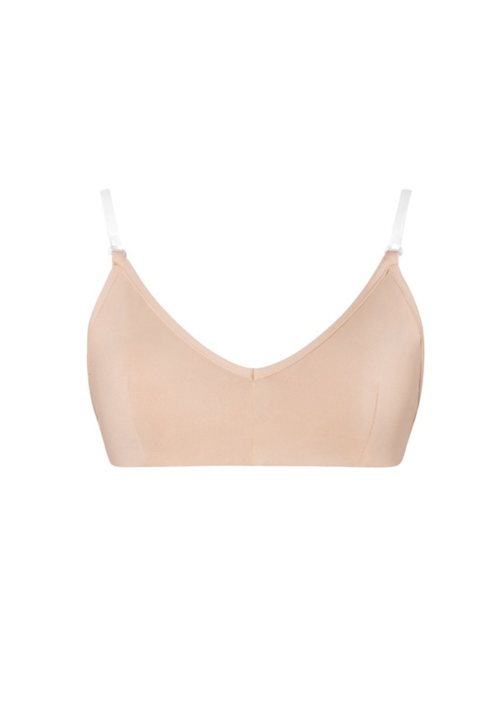 ENERGETIKS CB29 CHILDRENS SKIN TONE BRA WITH REMOVABLE CUPS, CLEAR BACK & STRAPS