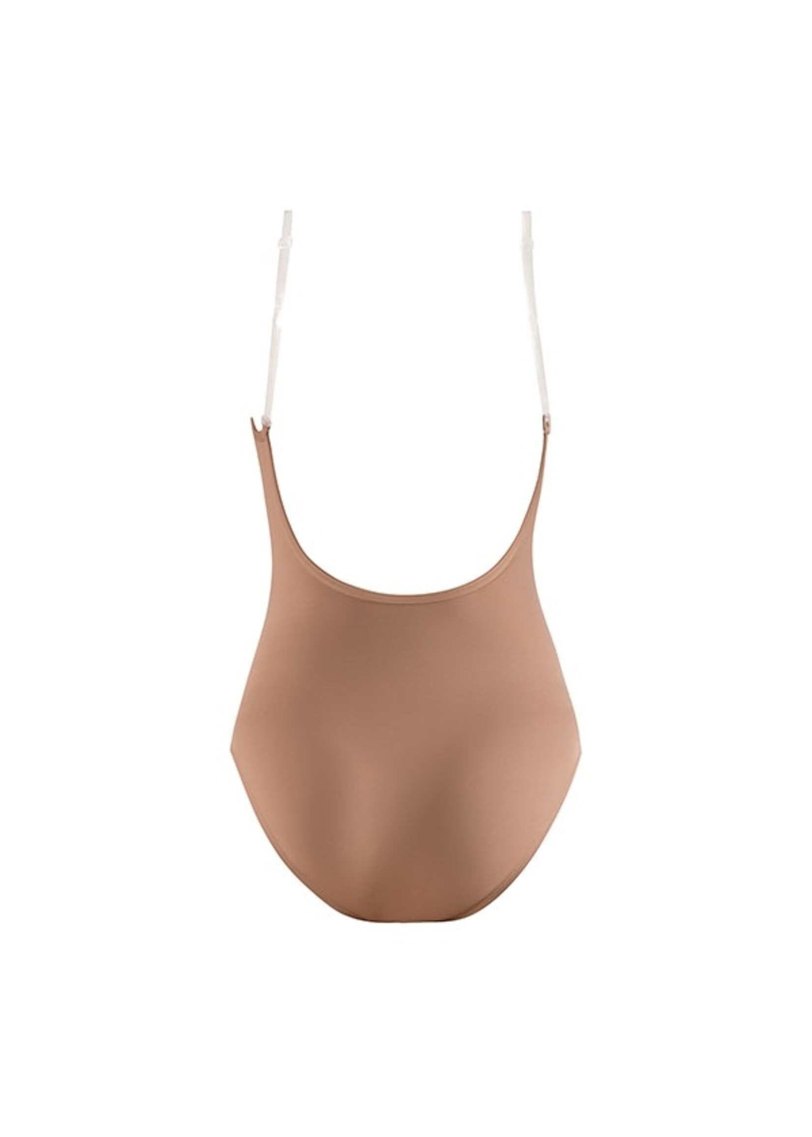 ENERGETIKS AB18  SKIN TONE LEOTARD WITH REMOVABLE CUPS & CLEAR STRAPS