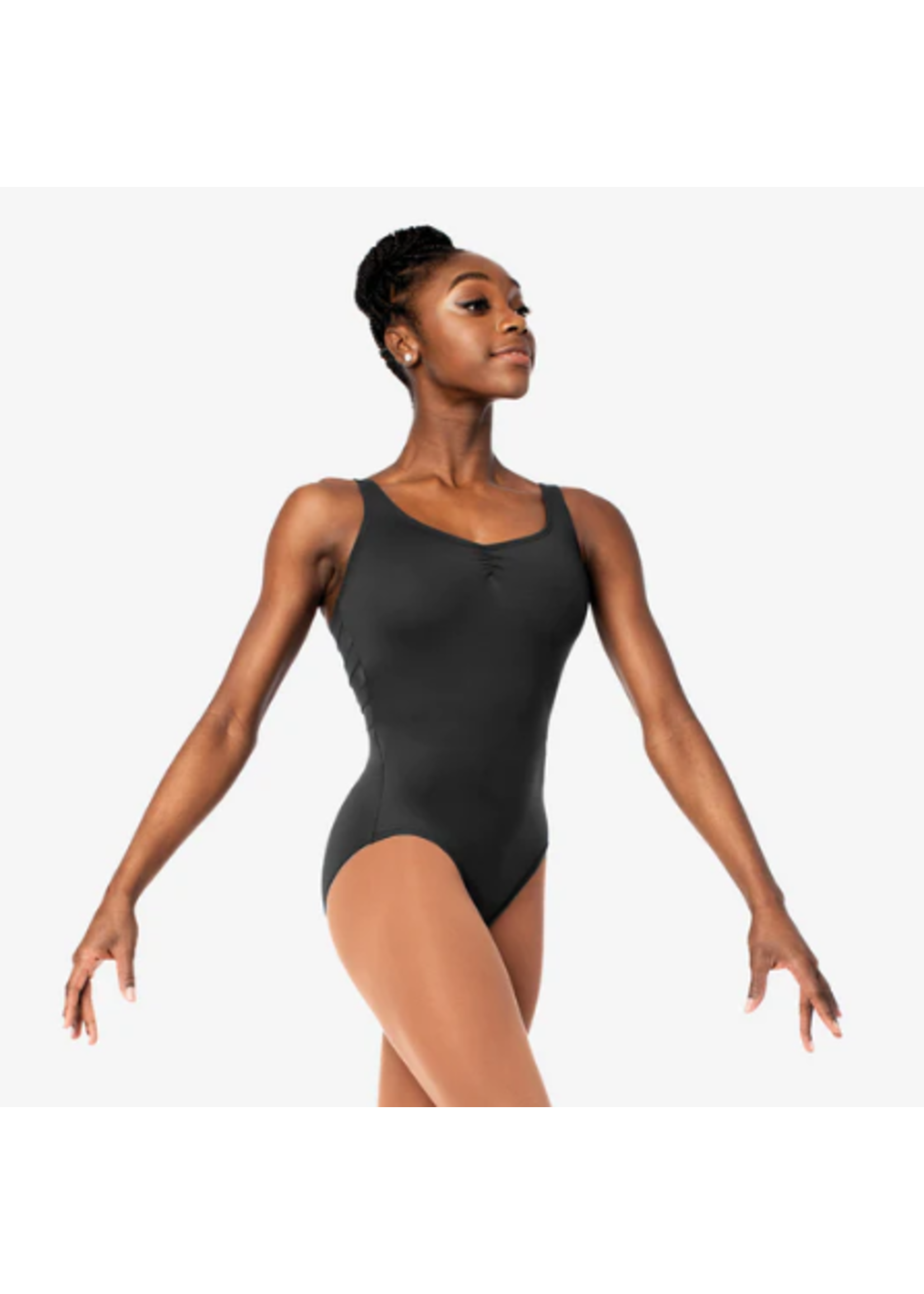 SO DANCA SL131 JOSEPHINE MESH STRIP BACK TANK LEOTARD WITH PINCH FRONT