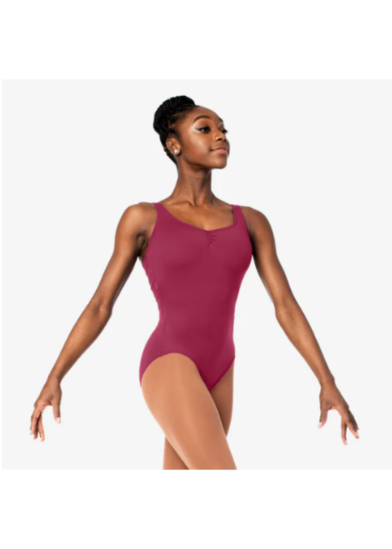 SO DANCA SL131 JOSEPHINE MESH STRIP BACK TANK LEOTARD WITH PINCH FRONT