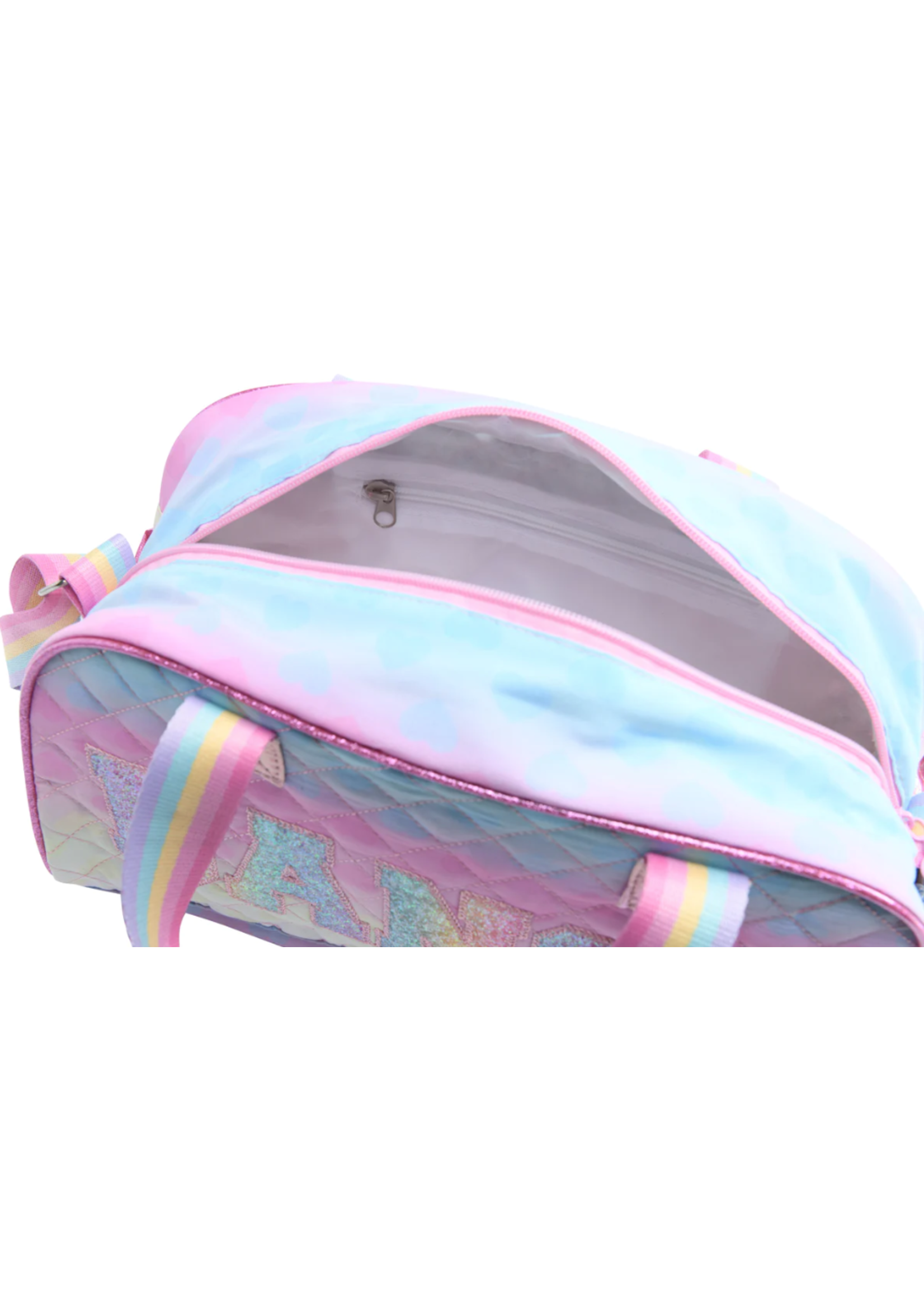 DANSHUZ B23512 OVER THE RAINBOW QUILTED 14X8X4.5 DANCE DUFFEL BAG