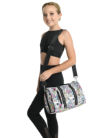 DANSHUZ B23503 STARS & FLOWERS GRAFFITI 12.5X8X5.25 DUFFEL BAG
