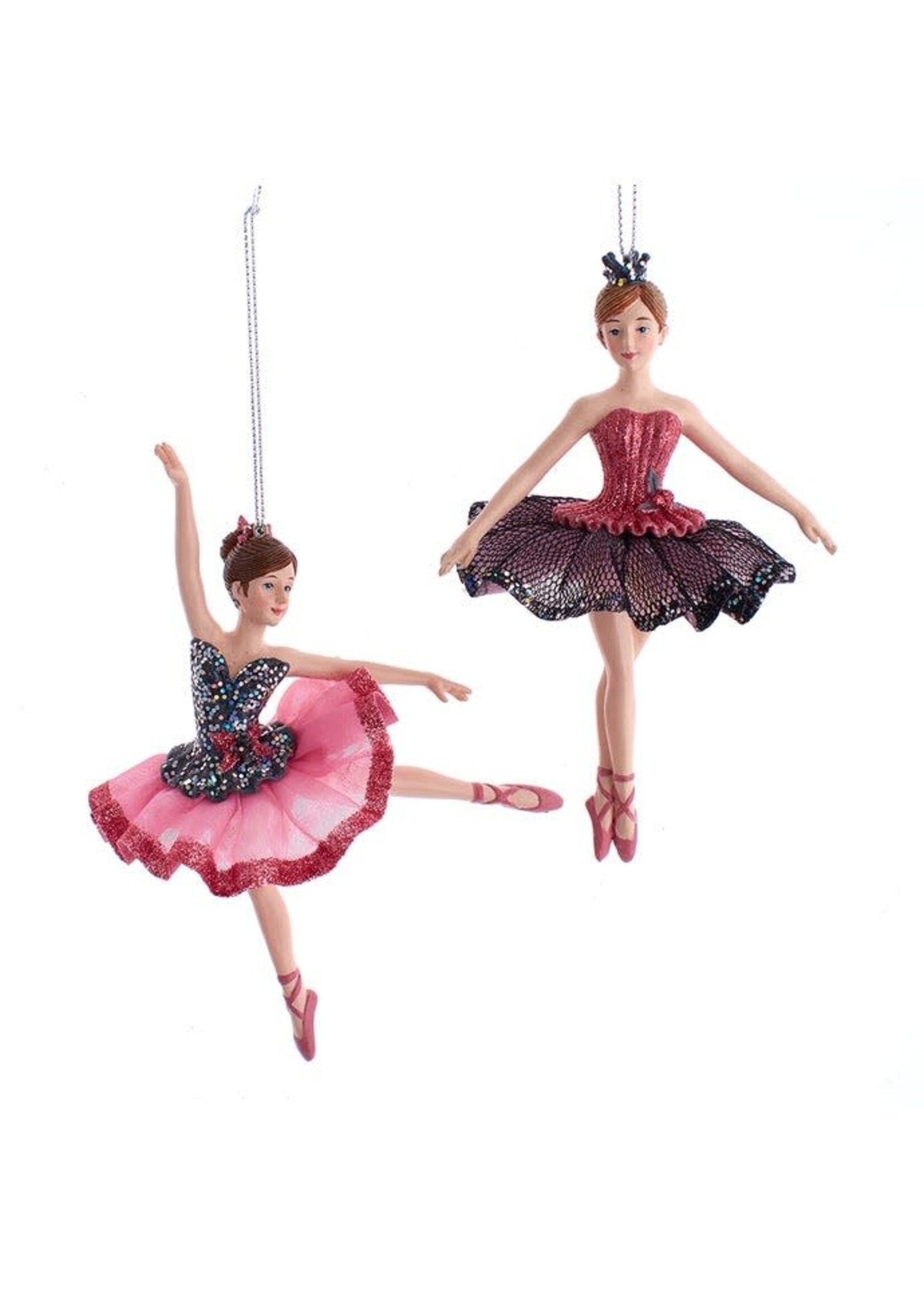 KURT S. ADLER E0782 ELEGANT SIGNATURE PINK GLITTER BALLERINA 6.5" ORNAMENT