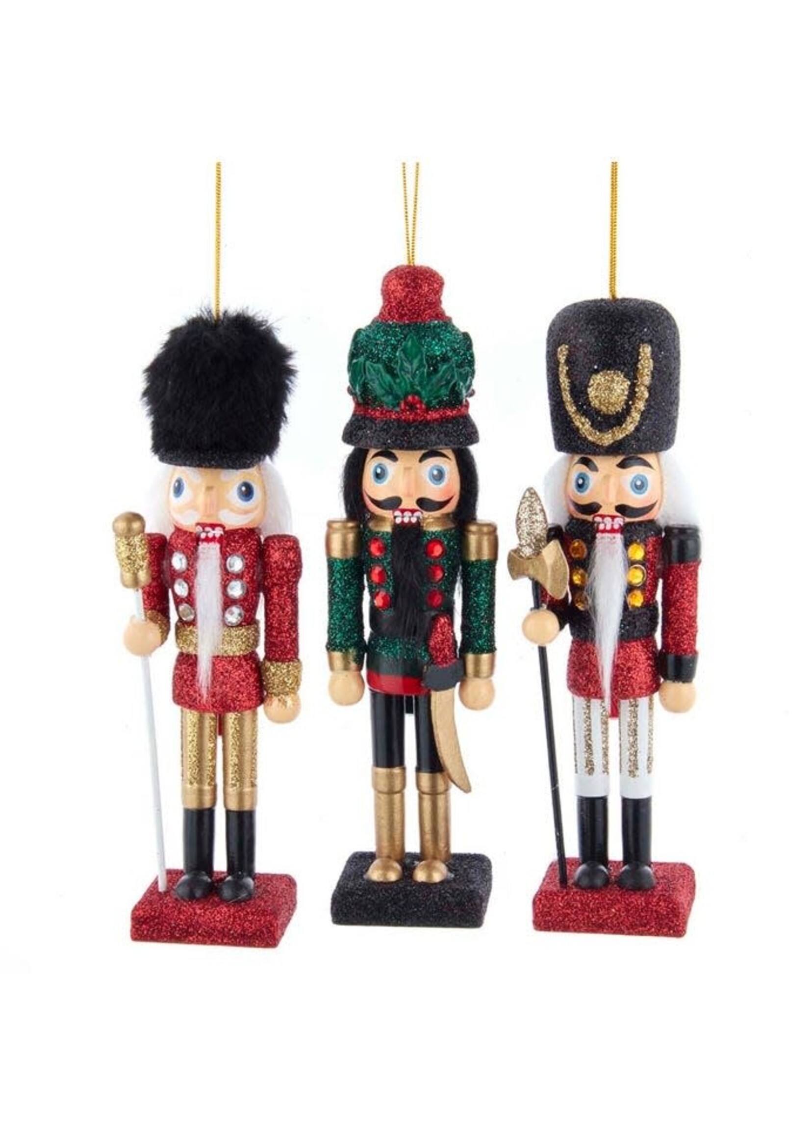 KURT S. ADLER HA0551 HOLLY SOLDIER GLITTER 6" NUTCRACKER ORNAMENT