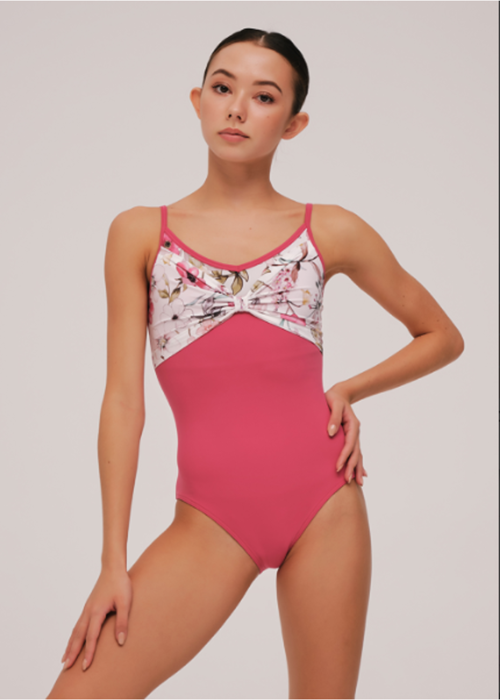 NIKOLAY DA4032 REGINA FLORAL OVERLAY BOW EMPIRE CAMISOLE LEOTARD