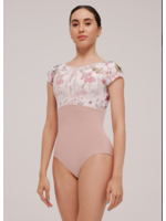 NIKOLAY DA4034 REMI FLORAL BOW OVERLAY EMPIRE CAP SLEEVE LEOTARD