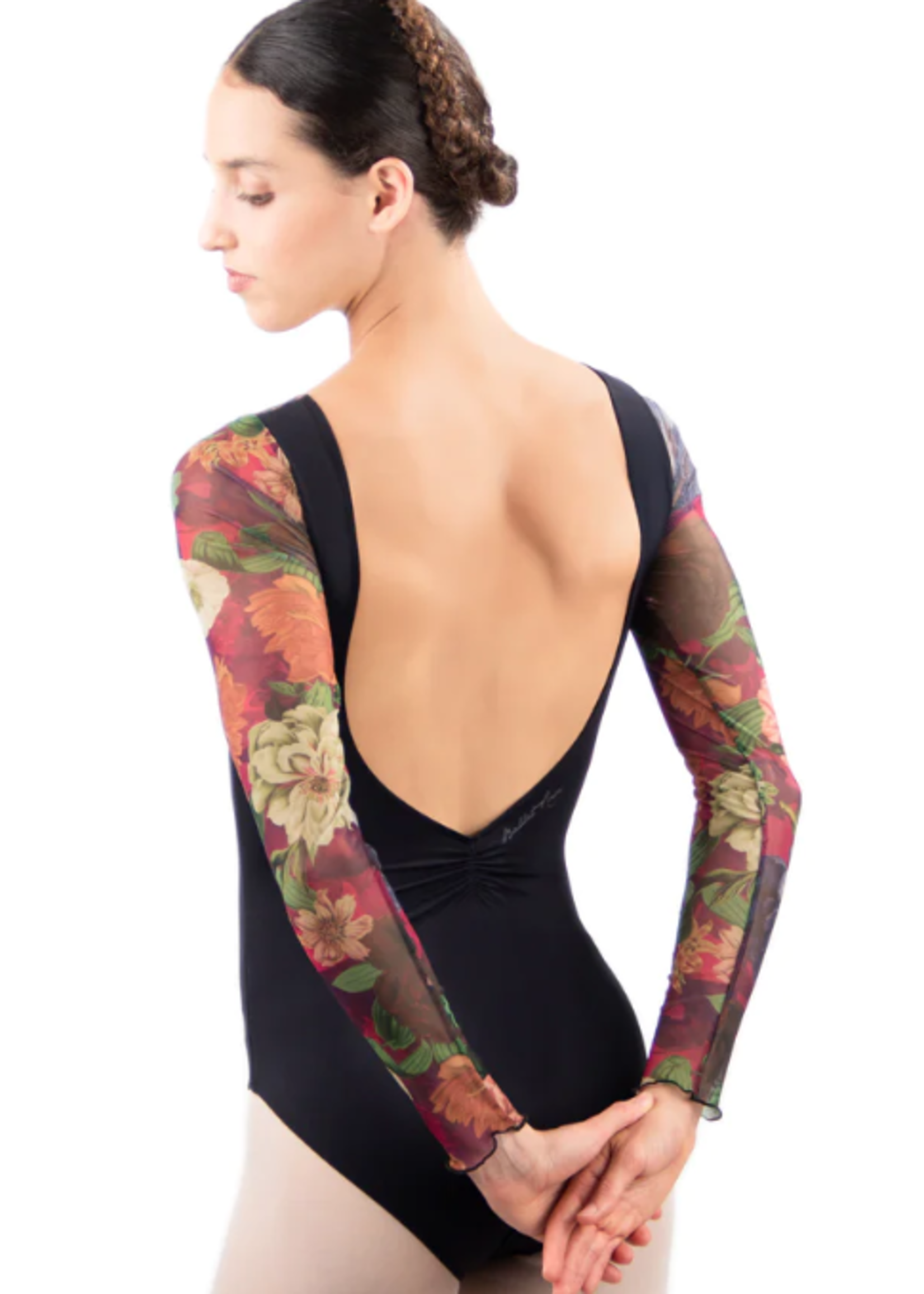 BALLET ROSA VALENTINA ETELAN COLLECTION MESH LONG SLEEVE LOW BACK LEOTARD