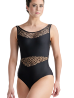 BALLET ROSA SOLINE VENCENNES COLLECTION BOATNECK MID-BACK LACE MIDRIFF PANEL TANK LEOTARD