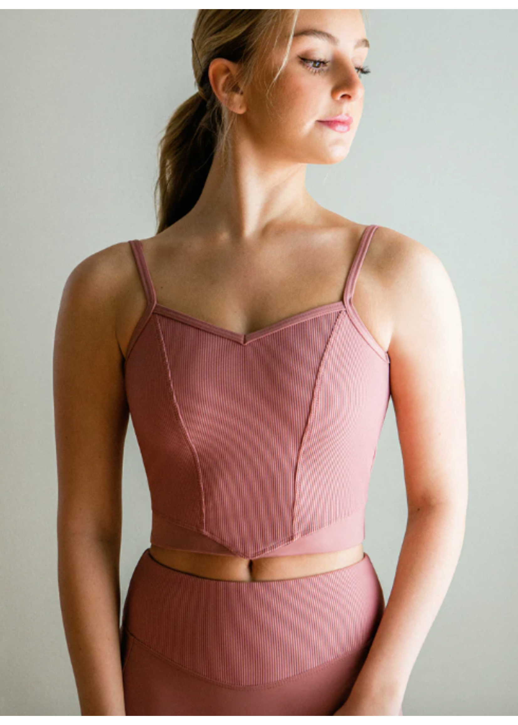 SUFFOLK 4013A CORE RIBBED PANEL CAMISOLE CROP TOP