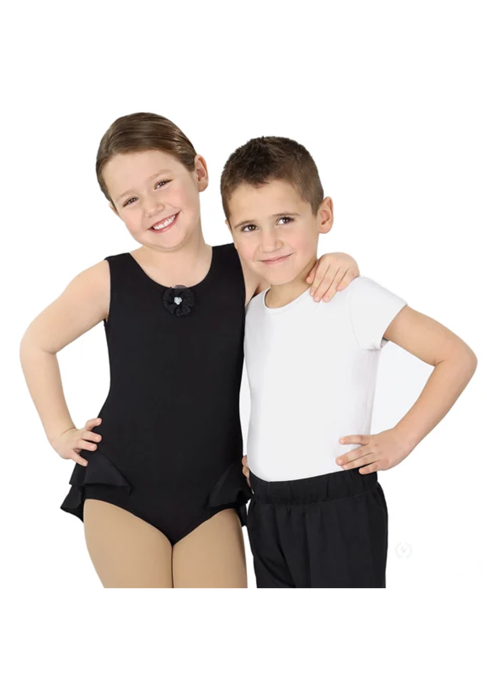 EUROTARD 1703C COTTON TANK LEOTARD WITH HIP RUFFLE & REMOVABLE BLING