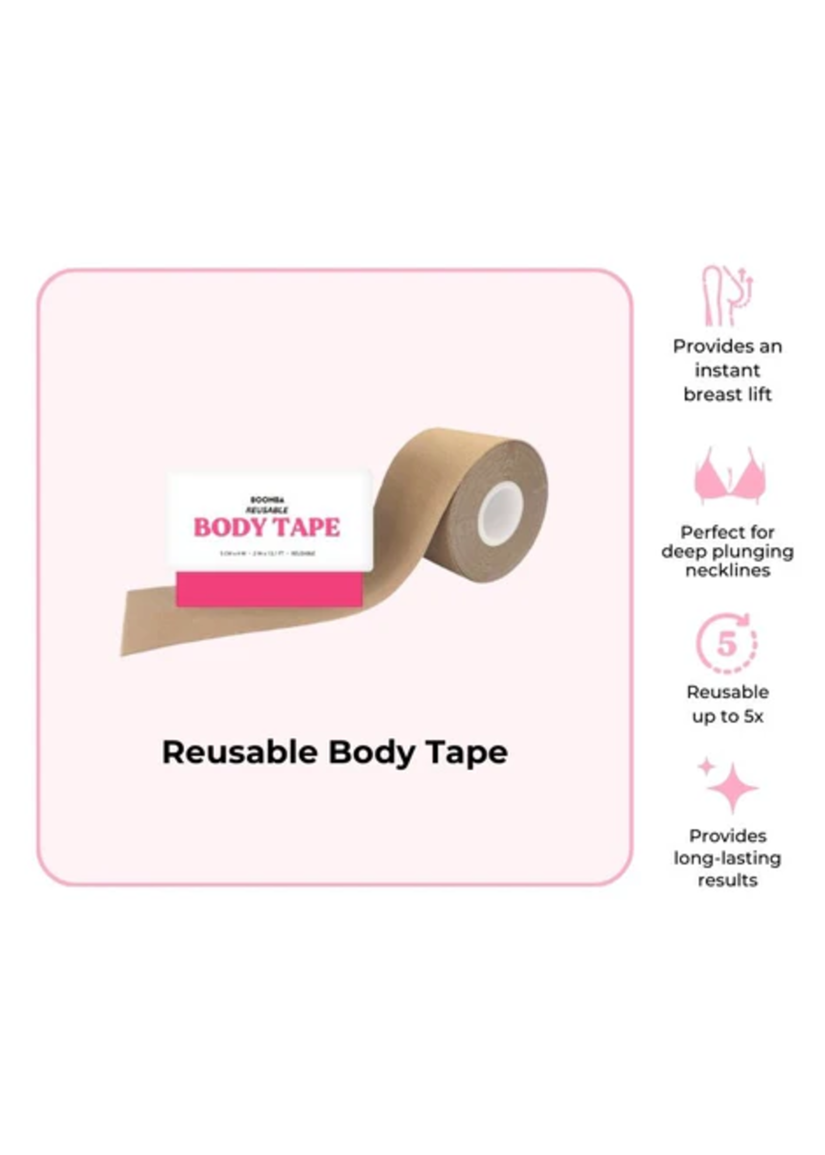 BOOMBA REUSABLE BODY TAPE 13ft x 2in SKIN TONE